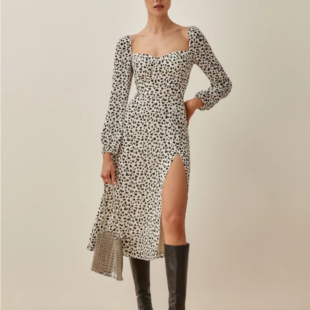 REFORMATION Shelby Animal-Print Georgette Midi Dress